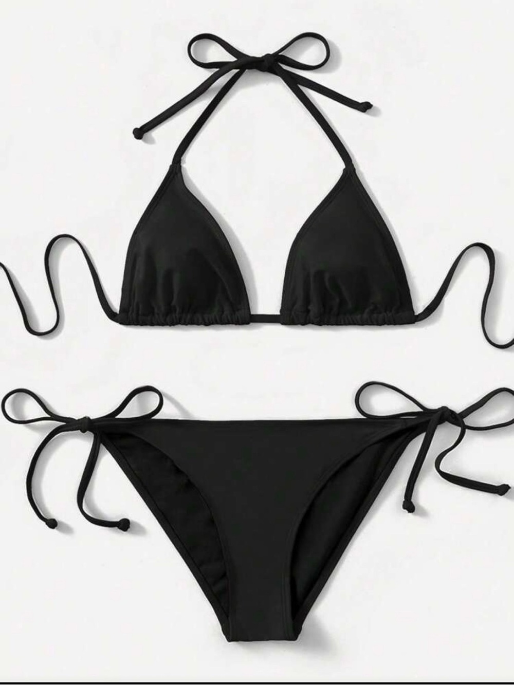 SHEIN Black Tie-Side Triangle Bikini